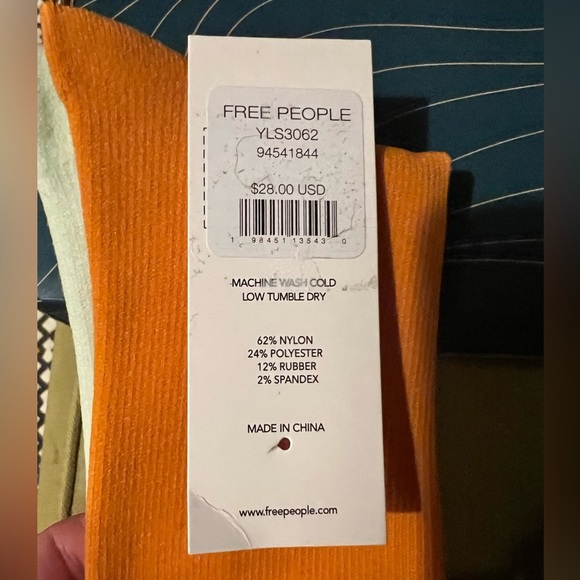 Free People FP Movement Compression Colorblock Tall Sock Orange Cream OS NWT - Picture 5 of 6